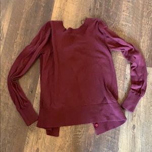 Maroon lululemon open back crew neck sweater